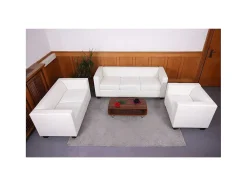 3-2-1 Bankstel Lille (3-Delig), Kunstleer, Wit