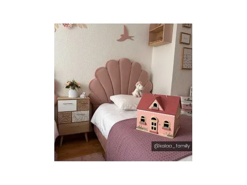 Bed Met Hoofdeinde In Schelpvorm 90 X 190 Cm - Fluweel - Roze - Moana