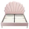 Bed Met Schelpvorm 140 X 190 Cm - Velours - Roze - Livaya