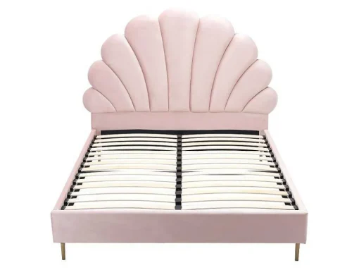 Bed Met Schelpvorm 140 X 190 Cm - Velours - Roze - Livaya