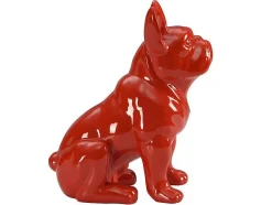 Beeld Van Franse Bulldog - Hars - L. 27 X B. 16 X H. 32 Cm - Rood - Doggo