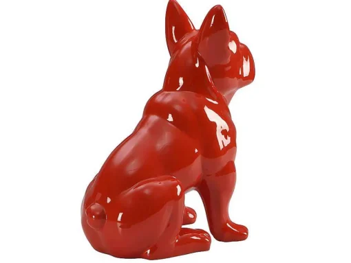 Beeld Van Franse Bulldog - Hars - L. 27 X B. 16 X H. 32 Cm - Rood - Doggo