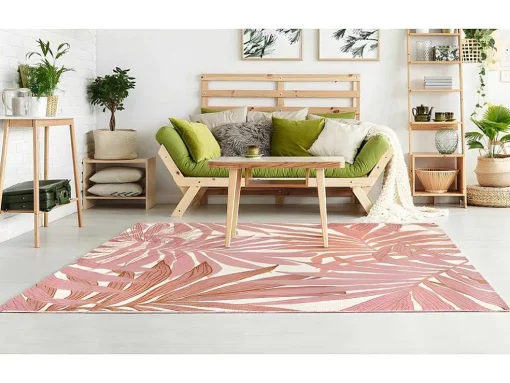 Binnen- Of Buitentapijt Etnische Stijl Bloemenmotief Roceta - 150 X 200 Cm - Roze
