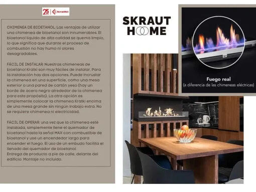 Bio-Ethanol Haard, 50 Cm, Bio-Ethanol Brander, Roestvrij Staal, Kratki Model