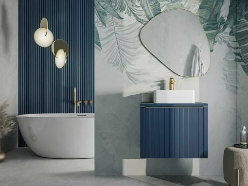 Blauw Gestreept Onderbouw Wastafelmeubel - 60 Cm - Josepha