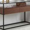 Buffetkast Met 2 Lades Van Mdf, Gehard Glas En Metaal - Donker Naturel - Camata