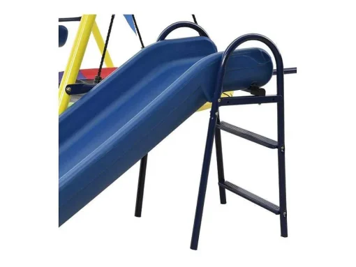 Buitenspellen Metalen Frame - 2 In Hoogte Verstelbare Schommels, Basketbalring En Glijbaan - Geschikt Voor Kinderen Vanaf 3 Jaar - Geel