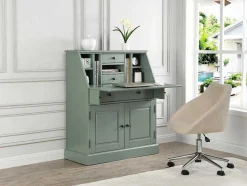 Bureaukast Cleore - Grenen En Mdf - Amandelgroen
