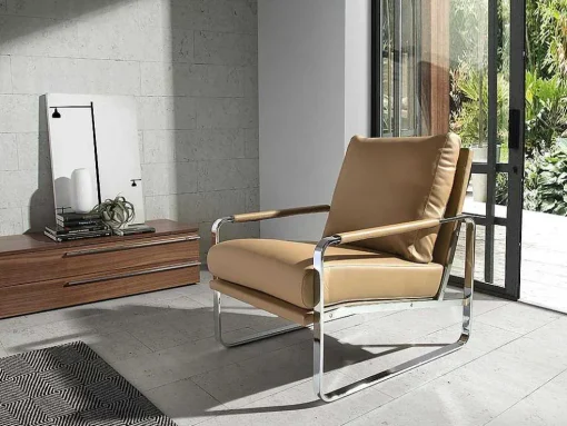 Creme Eco-Leren Gestoffeerde Fauteuil 5046 Angel Cerda
