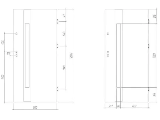 Deur Van Geglazuurd Staal En Inox H.207 X B.100 Cm Antraciet - Rechts Duwen - Braga