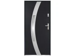 Deur Van Geglazuurd Staal En Inox H.207 X B.100 Cm Antraciet - Rechts Duwen - Trofa