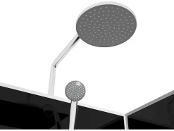 Douchecabine In Kwartcirkel - Verstelbare Hoogte - Chroom En Zwart - L90 X B90 X H213/232 Cm - Pozali