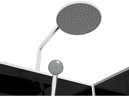 Douchecabine In Kwartcirkel - Verstelbare Hoogte - Chroom En Zwart - L90 X B90 X H213/232 Cm - Pozali