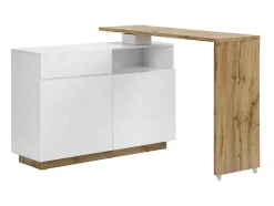 Draaibaar Barmeubel Eldir- 2 Deuren, 1 Lade En 1 Nis - Mdf - Witgelakt & Eiken