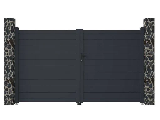 Draaipoort Van Aluminium Antraciet - L305 X 181 Cm - Nazario