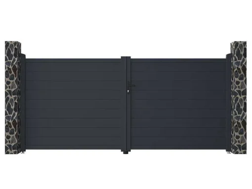Draaipoort Van Aluminium Antraciet - L355 X 166 Cm - Nazario