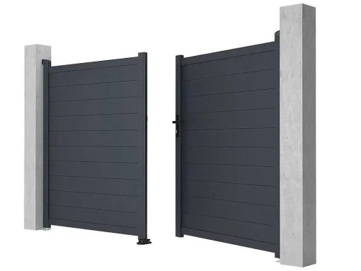 Draaipoort Van Aluminium Antraciet - L305 X 181 Cm - Nazario