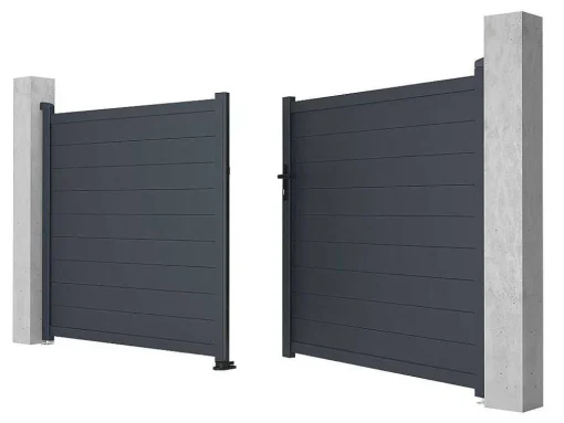 Draaipoort Van Aluminium Antraciet - L355 X 166 Cm - Nazario