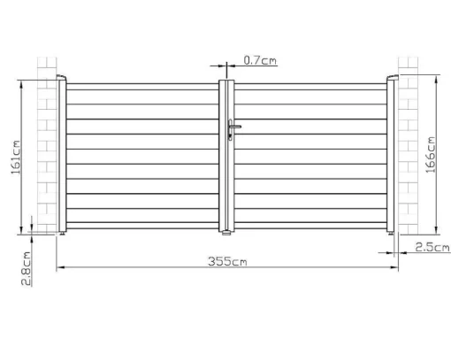 Draaipoort Van Aluminium Antraciet - L355 X 166 Cm - Nazario