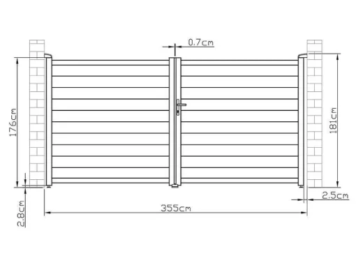 Draaipoort Van Aluminium B355 X H181 Cm Wit - Nazario