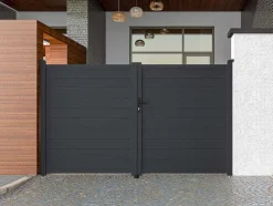 Draaipoort Van Aluminium Antraciet - L305 X 181 Cm - Nazario