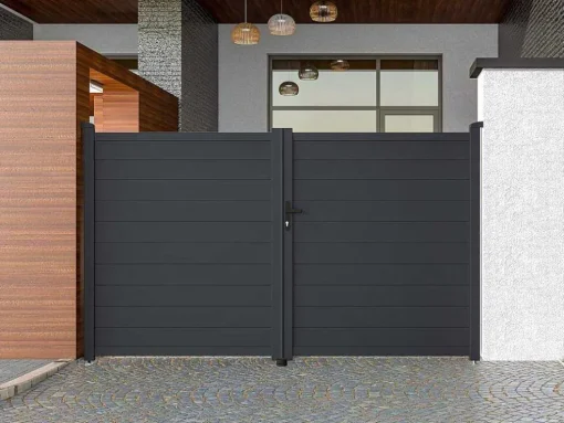 Draaipoort Van Aluminium Antraciet - L305 X 181 Cm - Nazario