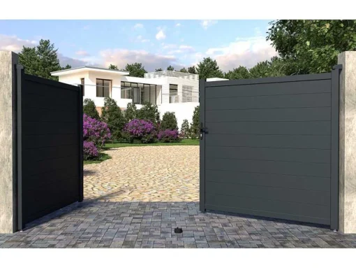 Draaipoort Van Aluminium Antraciet - L355 X 181 Cm - Nazario