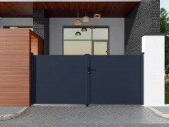 Draaipoort Van Aluminium Antraciet - L355 X 166 Cm - Nazario