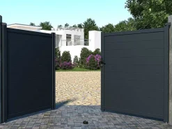 Draaipoort Van Aluminium Antraciet - L305 X 181 Cm - Nazario