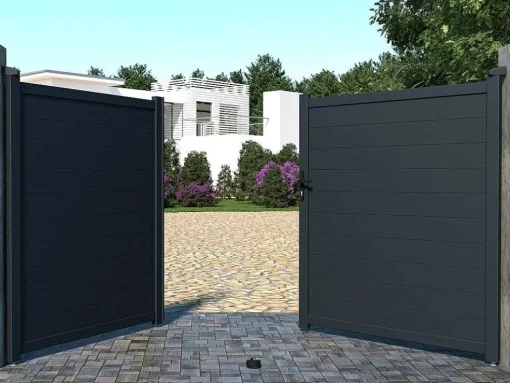 Draaipoort Van Aluminium Antraciet - L305 X 181 Cm - Nazario