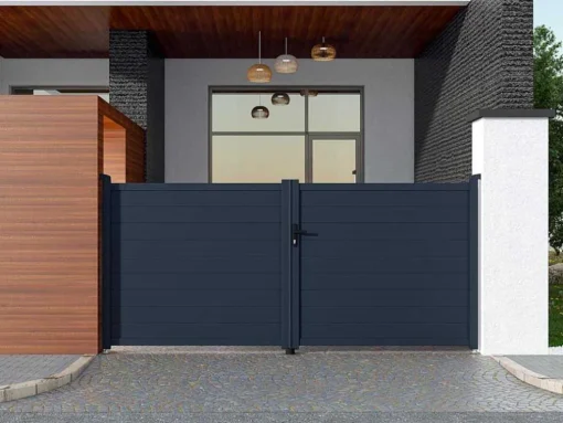 Draaipoort Van Aluminium Antraciet - L355 X 166 Cm - Nazario