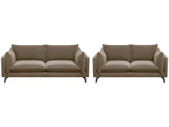 Driezits- En Tweezitsbank Van Fluweel Kestrel - Beige