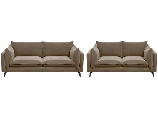 Driezits- En Tweezitsbank Van Fluweel Kestrel - Beige