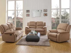 Driezits Relaxbank En Relaxfauteuil Van Microvezel Hernani - Zwart