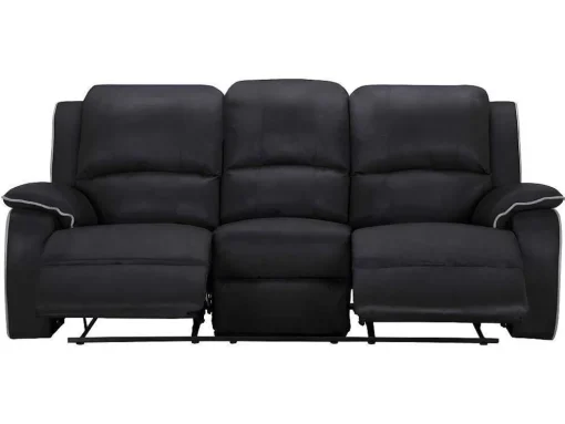 Driezits Relaxbank En Relaxfauteuil Van Microvezel Hernani - Zwart