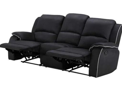 Driezits Relaxbank En Relaxfauteuil Van Microvezel Hernani - Zwart
