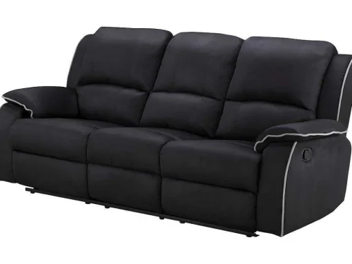 Driezits Relaxbank En Relaxfauteuil Van Microvezel Hernani - Zwart