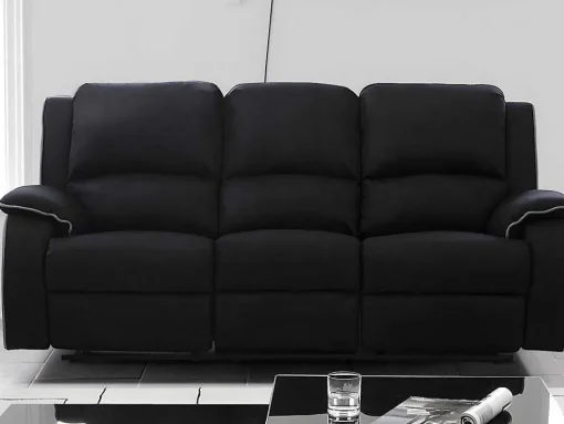Driezits Relaxbank En Relaxfauteuil Van Microvezel Hernani - Zwart