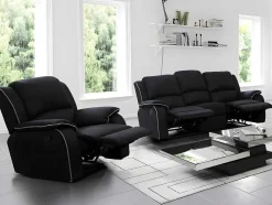 Driezits Relaxbank En Relaxfauteuil Van Microvezel Hernani - Zwart