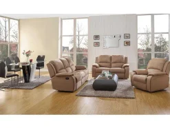 Driezits, Tweezits Relaxbank En Relaxfauteuil Van Microvezel Hernani - Grijs