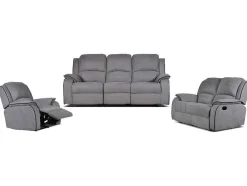 Driezits, Tweezits Relaxbank En Relaxfauteuil Van Microvezel Hernani - Grijs