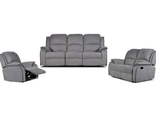 Driezits, Tweezits Relaxbank En Relaxfauteuil Van Microvezel Hernani - Grijs