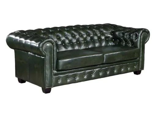 Driezitsbank Chesterfield Brenton 100% Buffelleer - Empire Groen