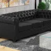Driezitsbank Chesterfield Van Kunstleer - Zwart