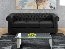 Driezitsbank Chesterfield Van Kunstleer - Wit