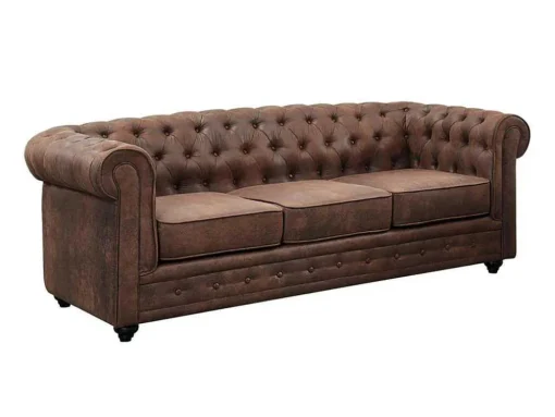 Driezitsbank Chesterfield Van Microvezel Met Vintage Look