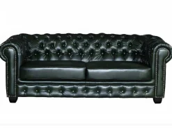 Driezitsbank Chesterfield Brenton 100% Buffelleer - Empire Groen