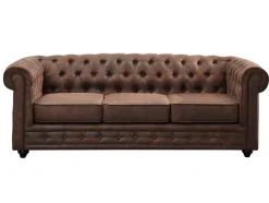 Driezitsbank Chesterfield Van Microvezel Met Vintage Look