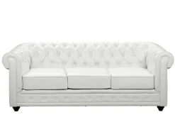 Driezitsbank Chesterfield Van Kunstleer - Wit