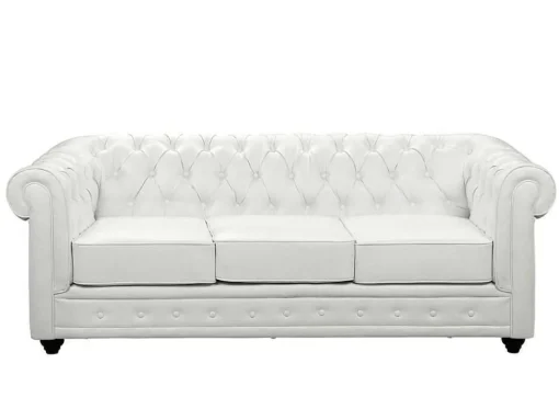 Driezitsbank Chesterfield Van Kunstleer - Wit